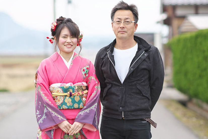 成人式の記念写真撮影