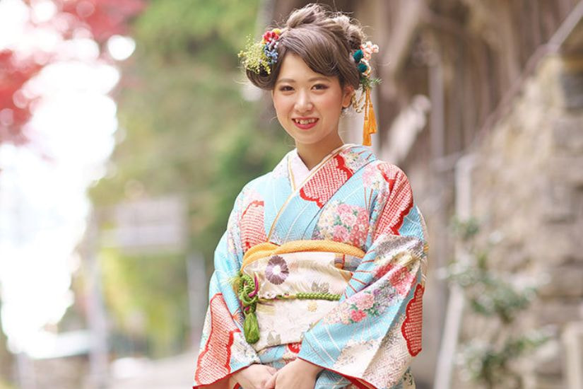 成人式の記念写真撮影