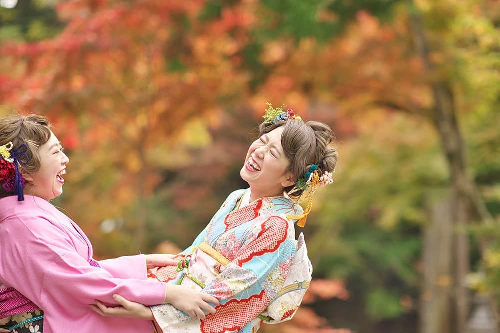 成人式の記念写真撮影
