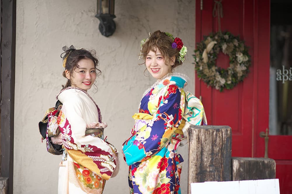 成人式の記念写真撮影