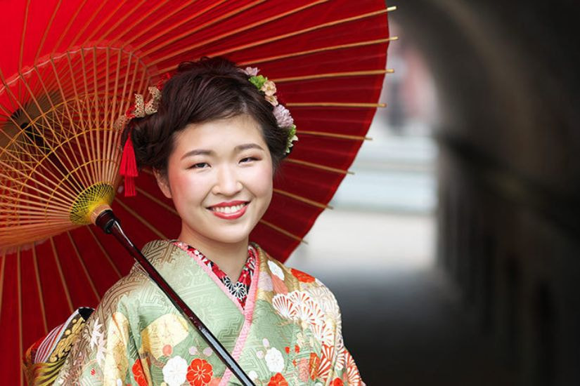 成人式の記念写真撮影