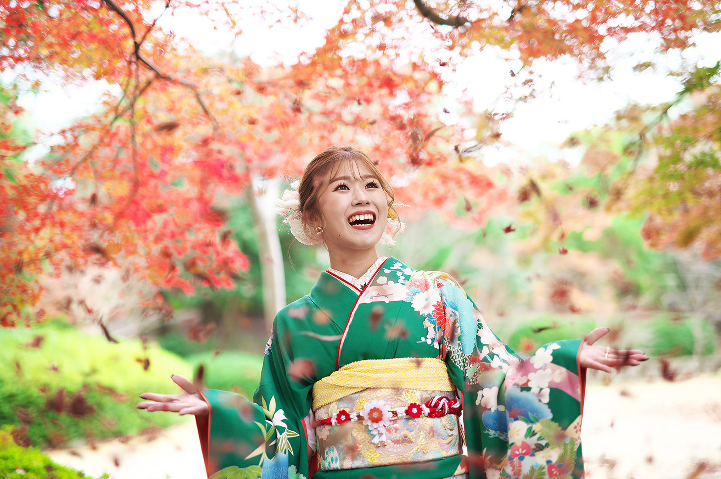 成人式の記念写真撮影