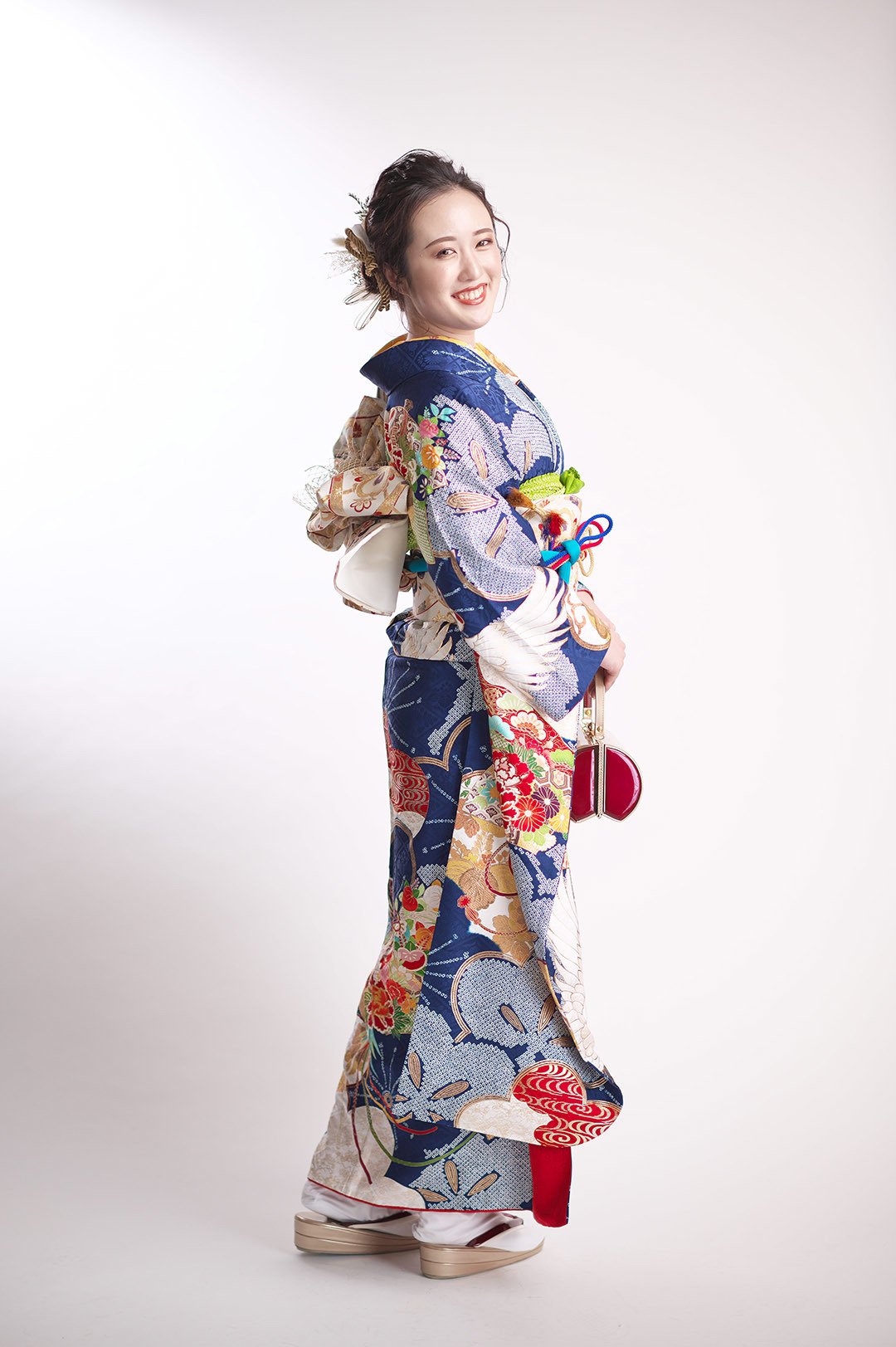成人式のスタジオ撮影着物